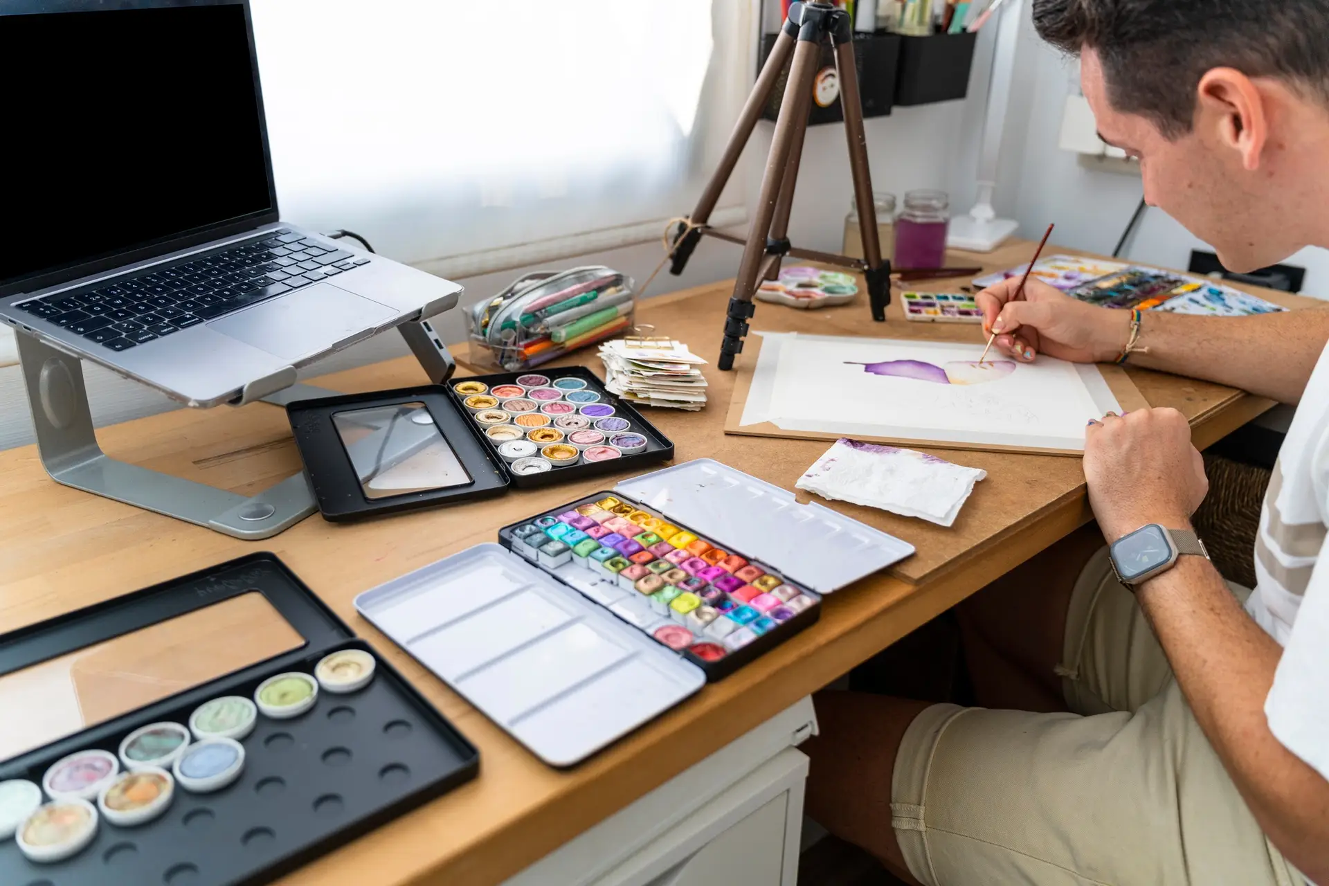 Diverse Artistic Expression: LGBTQ+ Illustrator Embraces Color in His Studio
