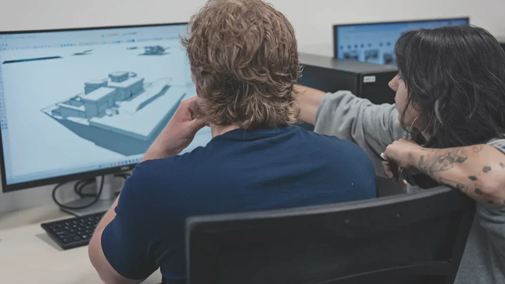 Interior design students working in studio – Interior Design Diploma Victoria BC working Revit, AutoCAD, Vectorworks